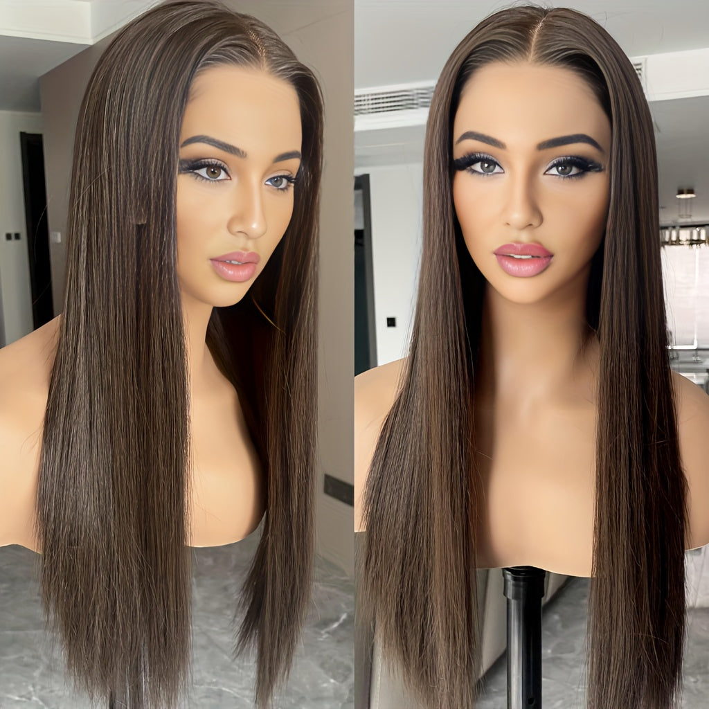 Lace Front Wig - 13x4 HD Straight for Women - 26 Inch Glueless Pre-Plucked Synthetic Hair - product detail view 10