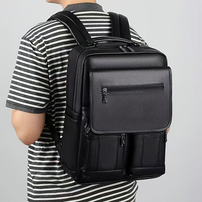 Laptop Backpack – 15.6 Inch, Genuine Leather, USB Charging, for Travel & Work – front view - product view 13