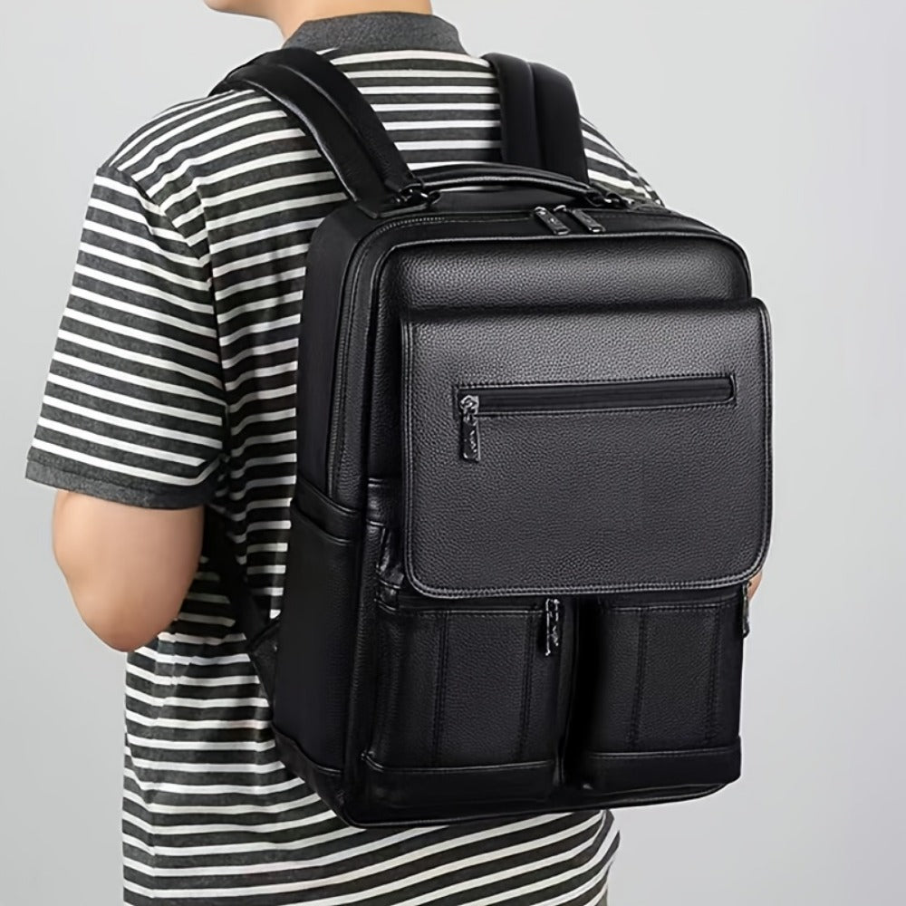 Laptop Backpack – 15.6 Inch, Genuine Leather, USB Charging, for Travel & Work – detail view 3