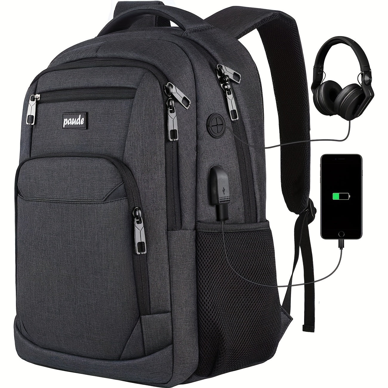 Laptop Backpack – 9 Colors, 15.6 Inch, USB Charging, for Travel & School – front view - product view 15