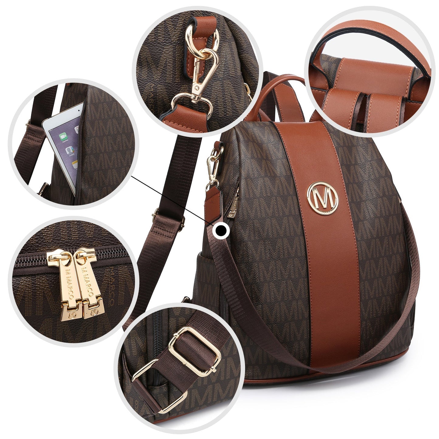 Laptop Backpack – 2 Piece, 10 Colors, Vegan Leather, Anti-Theft – detail view 16