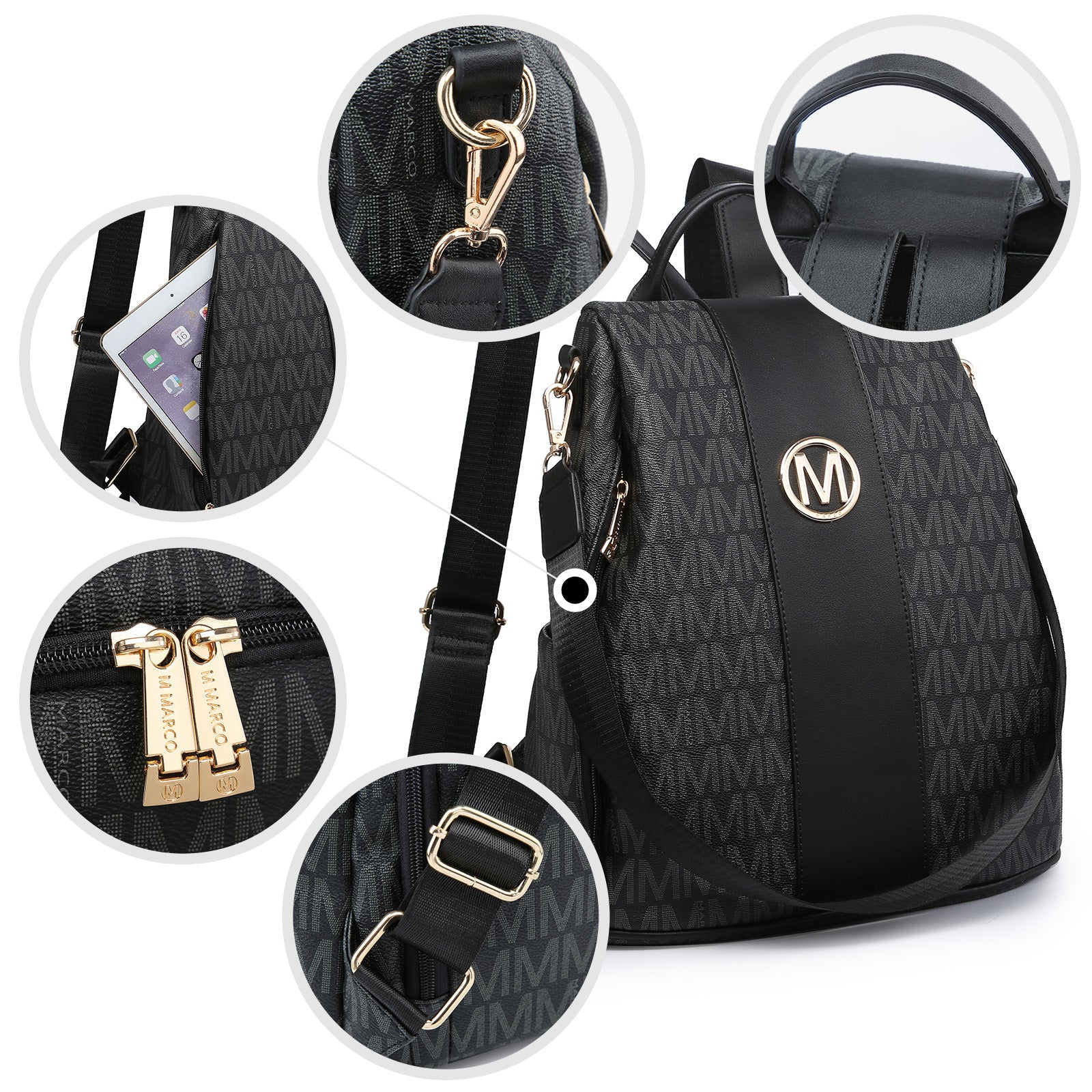 Laptop Backpack – 2 Piece, 10 Colors, Vegan Leather, Anti-Theft – detail view 31