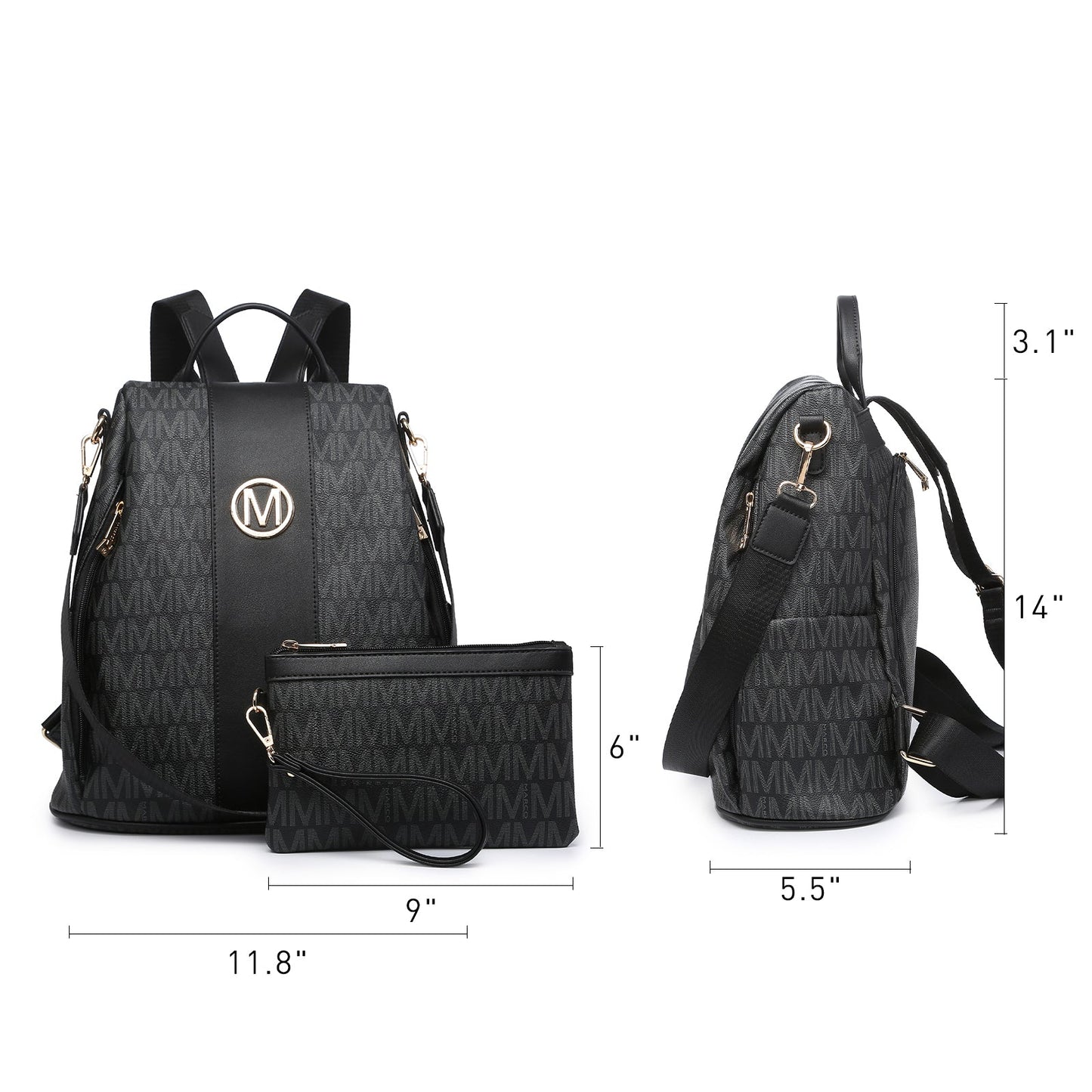 Laptop Backpack – 2 Piece, 10 Colors, Vegan Leather, Anti-Theft – detail view 35