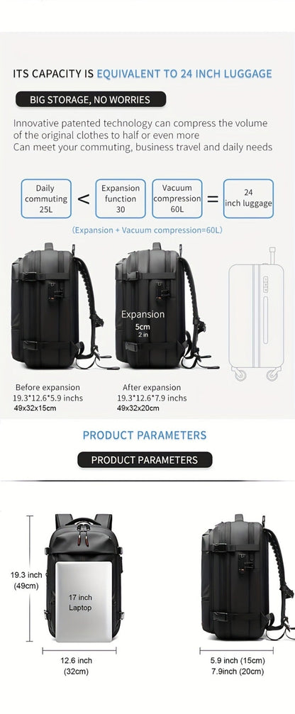 Laptop Backpack – 60L, TSA Lock, Anti-Theft, for Travel – detail view 14