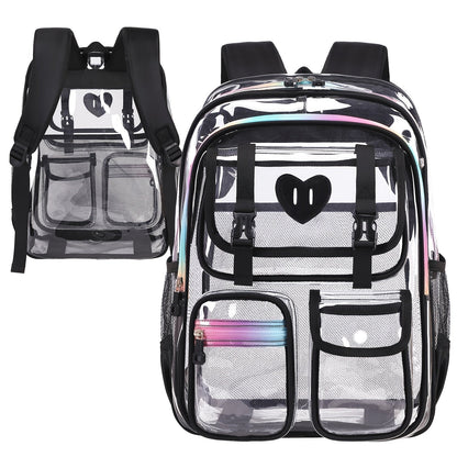 Laptop Backpack – PVC, Clear, Transparent, Multi-Pocket – detail view 14