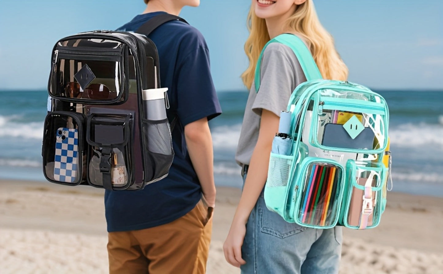 Laptop Backpack – PVC, Clear, Large Capacity, Transparent – detail view 15