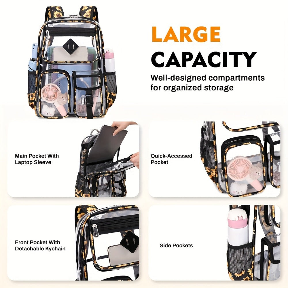 Laptop Backpack – PVC, Clear, Large Capacity, Transparent – detail view 9
