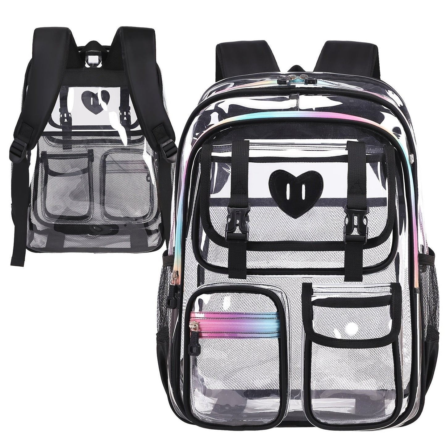 Laptop Backpack – PVC, Clear, Transparent, for Travel & School – detail view 2