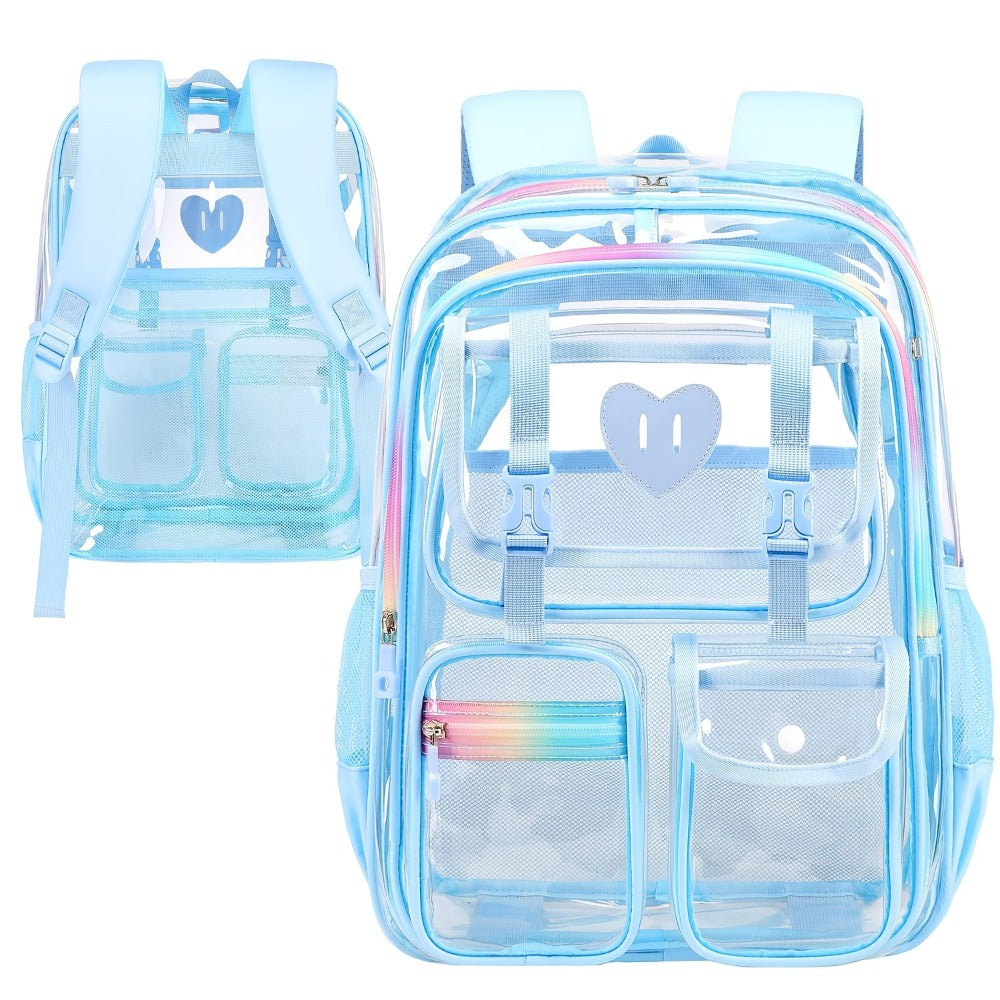 Laptop Backpack – PVC, Clear, Transparent, for Travel & School – detail view 6