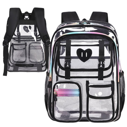 Laptop Backpack – PVC, Clear, Transparent, for Travel & School – detail view 8