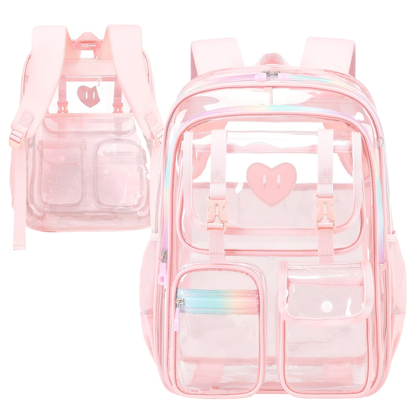 Laptop Backpack – PVC, Clear, Transparent, for Travel & School – detail view 3
