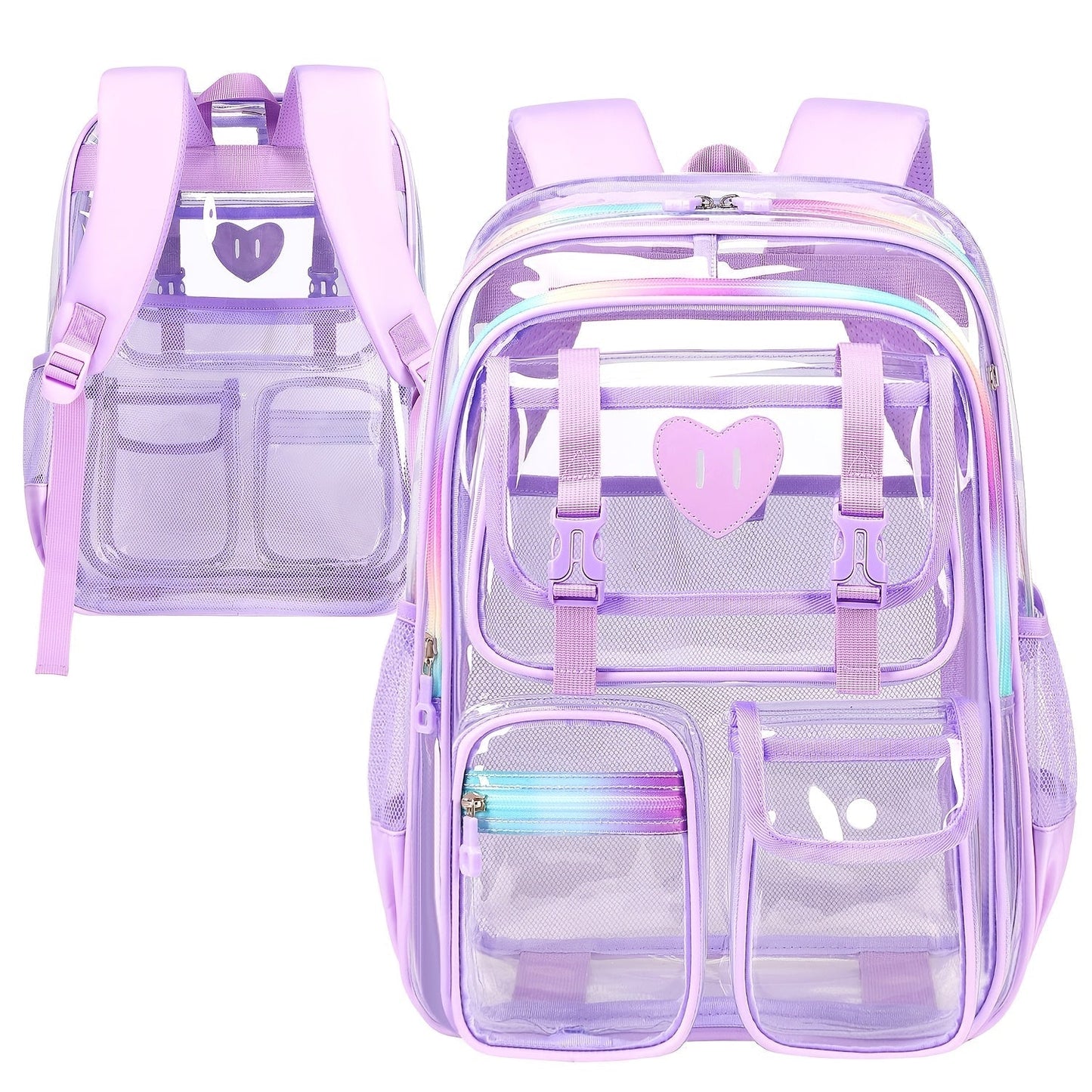 Laptop Backpack – PVC, Clear, Transparent, for Travel & School – front view - product view 13