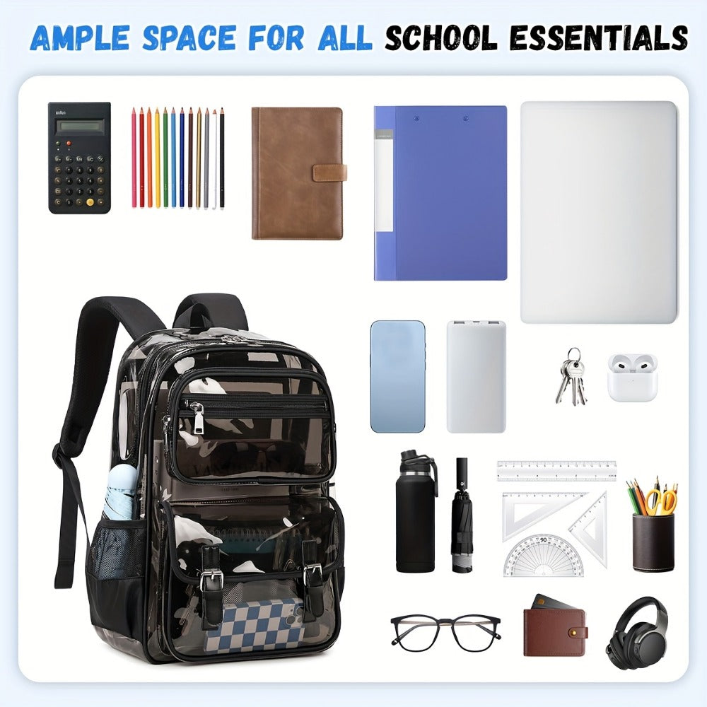 Laptop Backpack – PVC, Clear, Large Capacity, Transparent – detail view 6