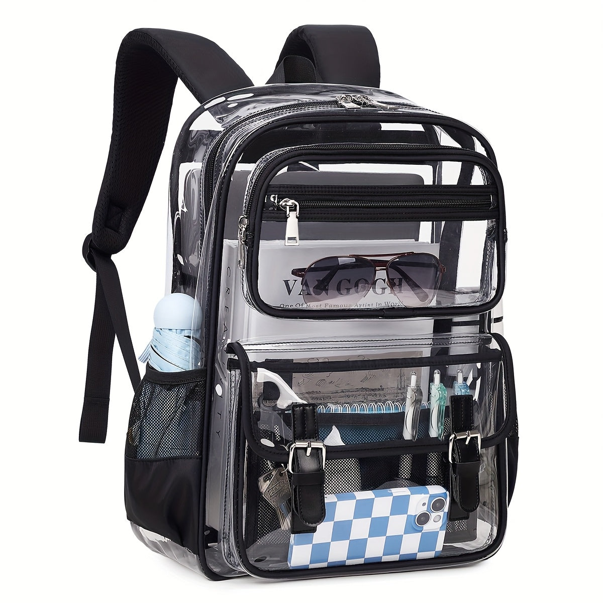Laptop Backpack – PVC, Transparent, Large Capacity, Multi-Pocket – front view - product view 17