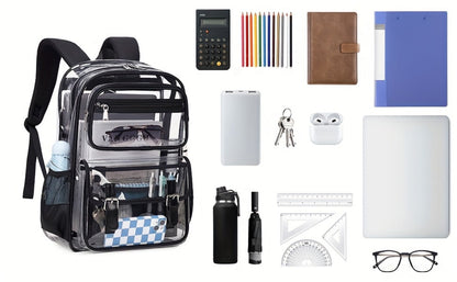 Laptop Backpack – PVC, Transparent, Large Capacity, Multi-Pocket – detail view 13