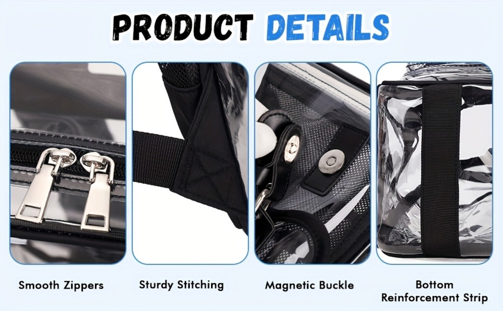 Laptop Backpack – PVC, Transparent, Large Capacity, Multi-Pocket – detail view 14