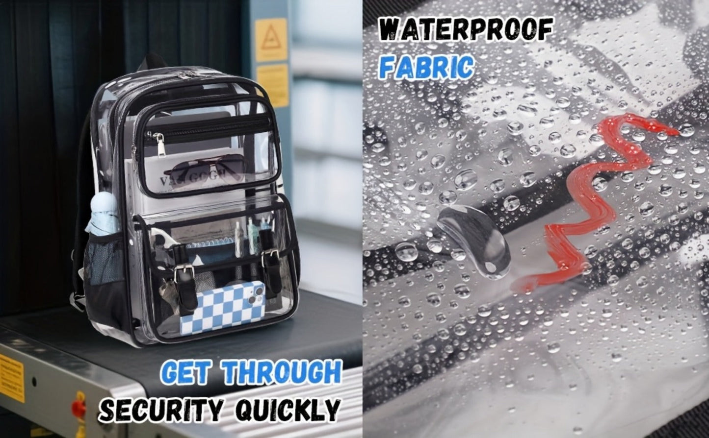 Laptop Backpack – PVC, Transparent, Large Capacity, Multi-Pocket – detail view 15