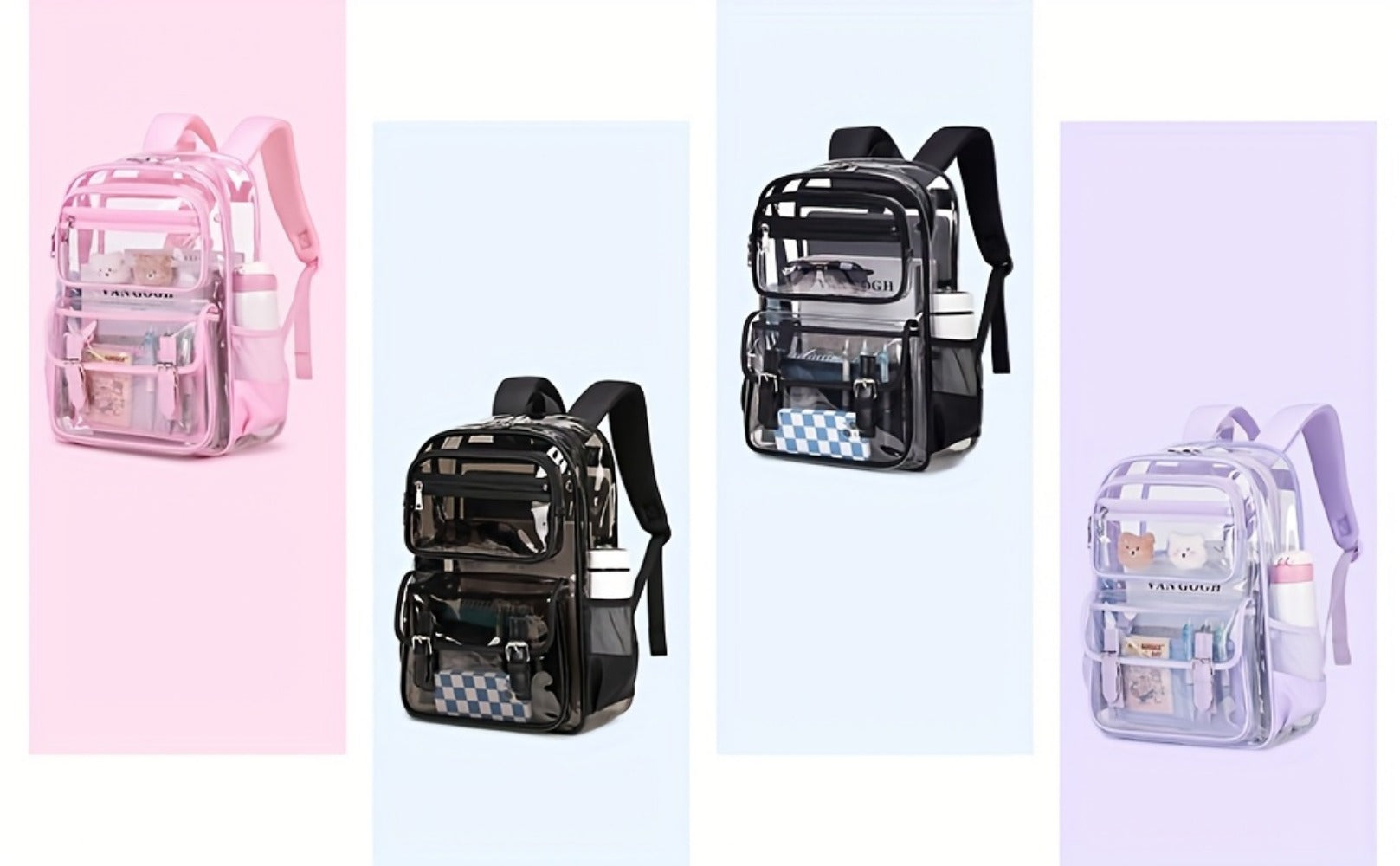Laptop Backpack – PVC, Transparent, Large Capacity, Multi-Pocket – detail view 16