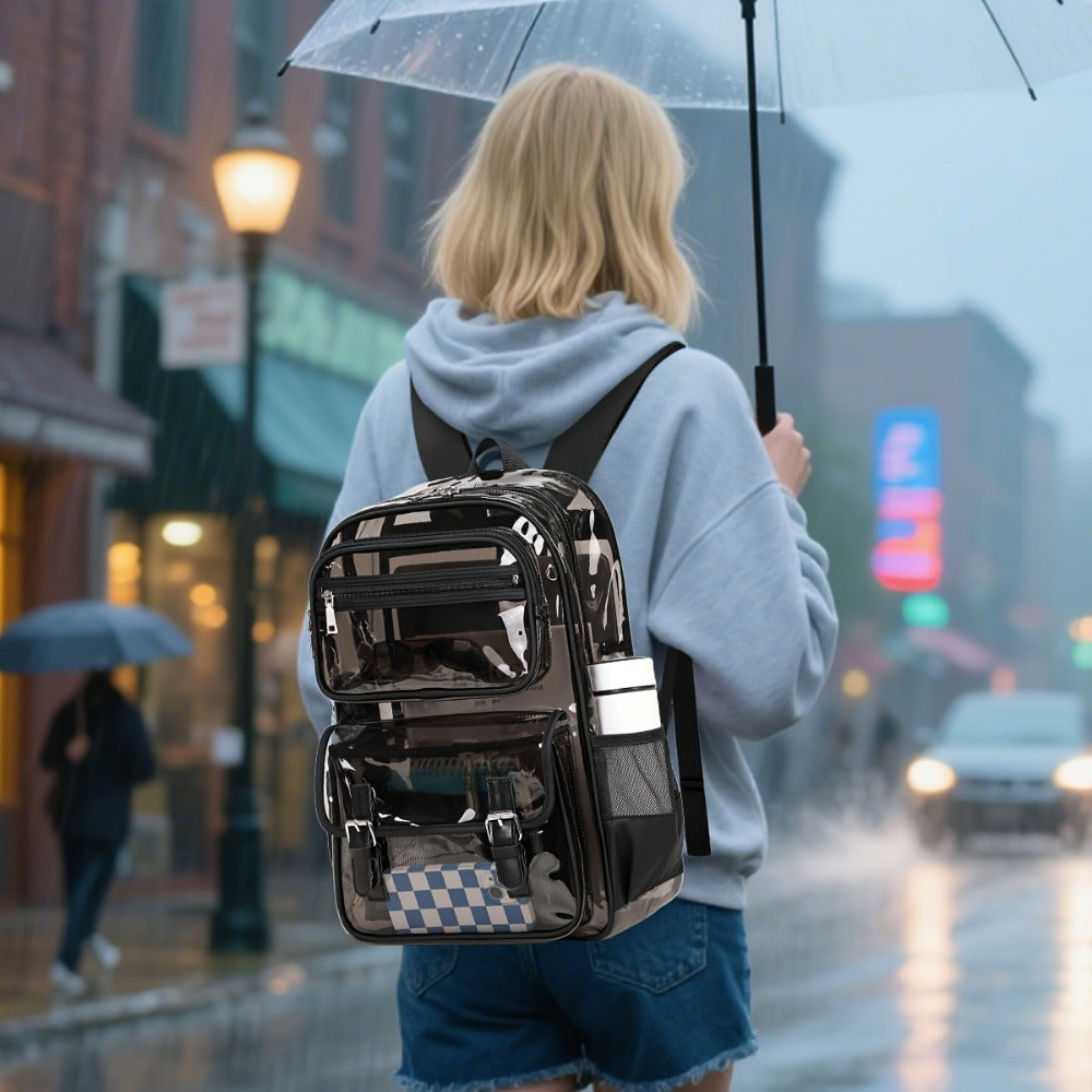 Laptop Backpack – PVC, Transparent, Large Capacity, Multi-Pocket – detail view 4