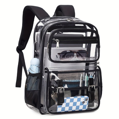 Laptop Backpack – PVC, Transparent, Large Capacity, Multi-Pocket – detail view 6