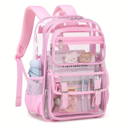 Laptop Backpack – PVC, Transparent, Large Capacity, Multi-Pocket – detail view 8
