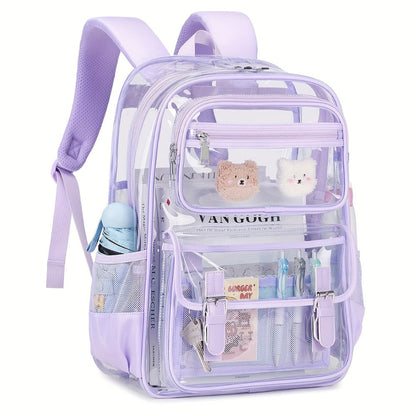Laptop Backpack – PVC, Transparent, Large Capacity, Multi-Pocket – detail view 10