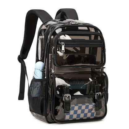 Laptop Backpack – PVC, Transparent, Large Capacity, Multi-Pocket – front view