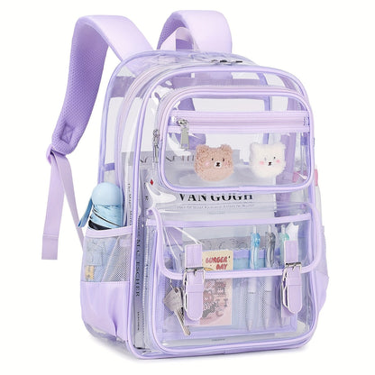 Laptop Backpack – PVC, Transparent, Large Capacity, Multi-Pocket – detail view 2