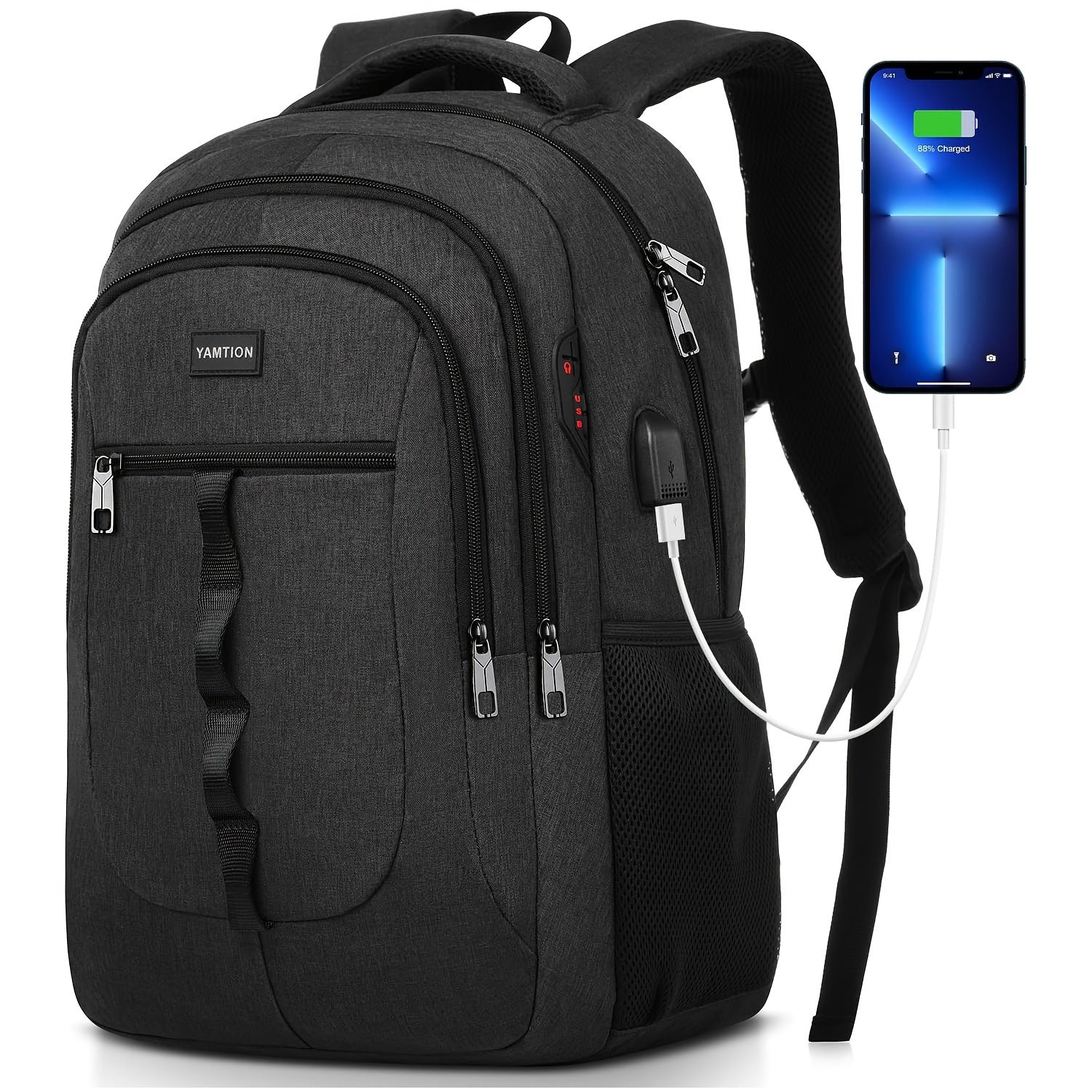 Laptop Backpack – USB Charging, for Travel & Work – front view - product view 8