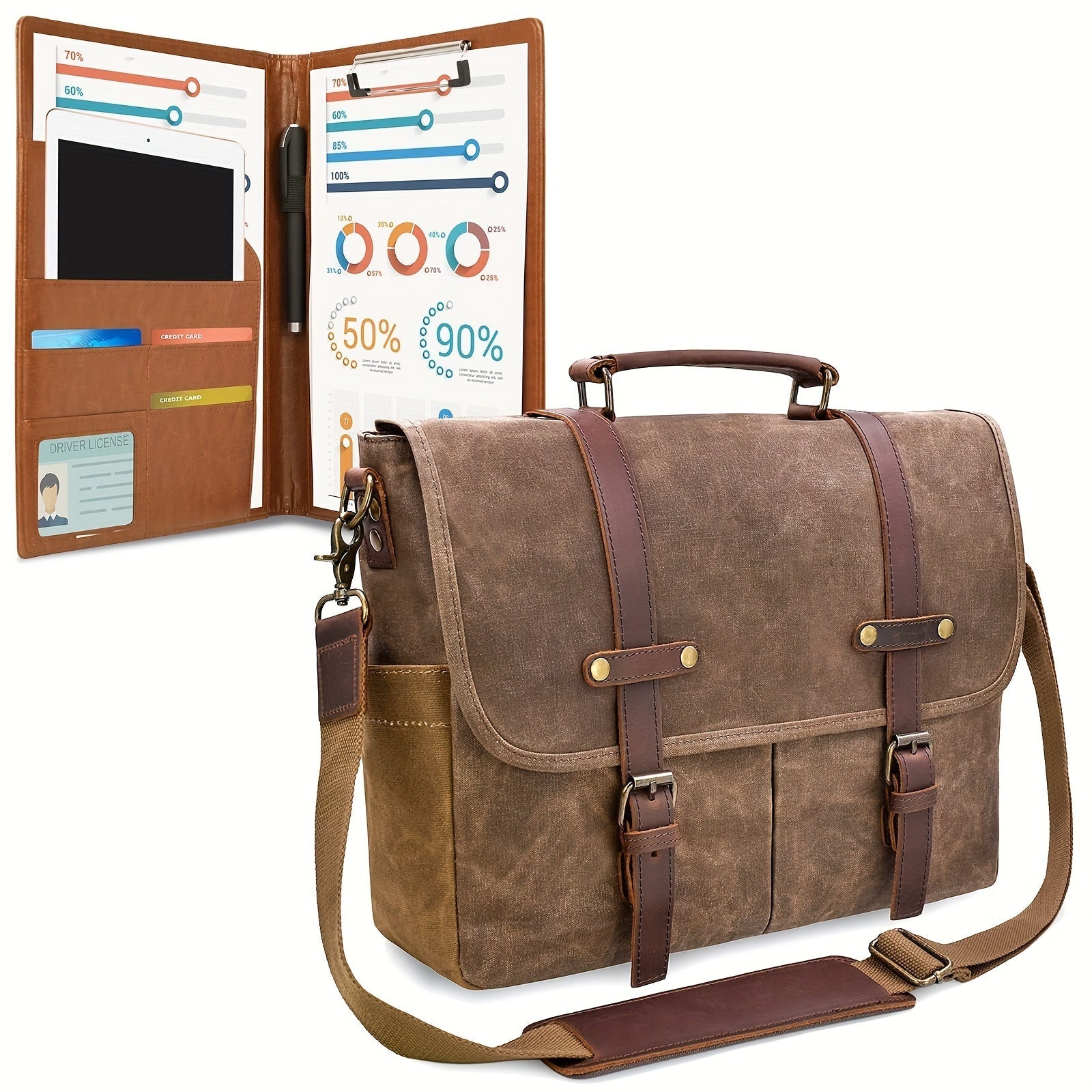 Laptop Bag – 15.6 Inch, Canvas, for Travel & Work – front view - product view 9