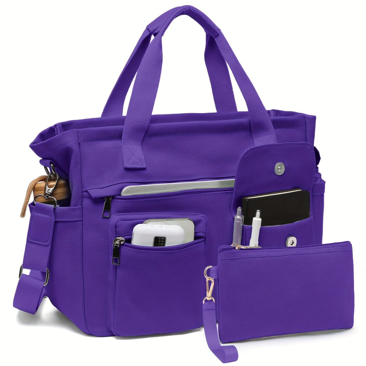 Laptop Bag – 2 Piece, Canvas, Nylon, Adjustable Strap – detail view 13