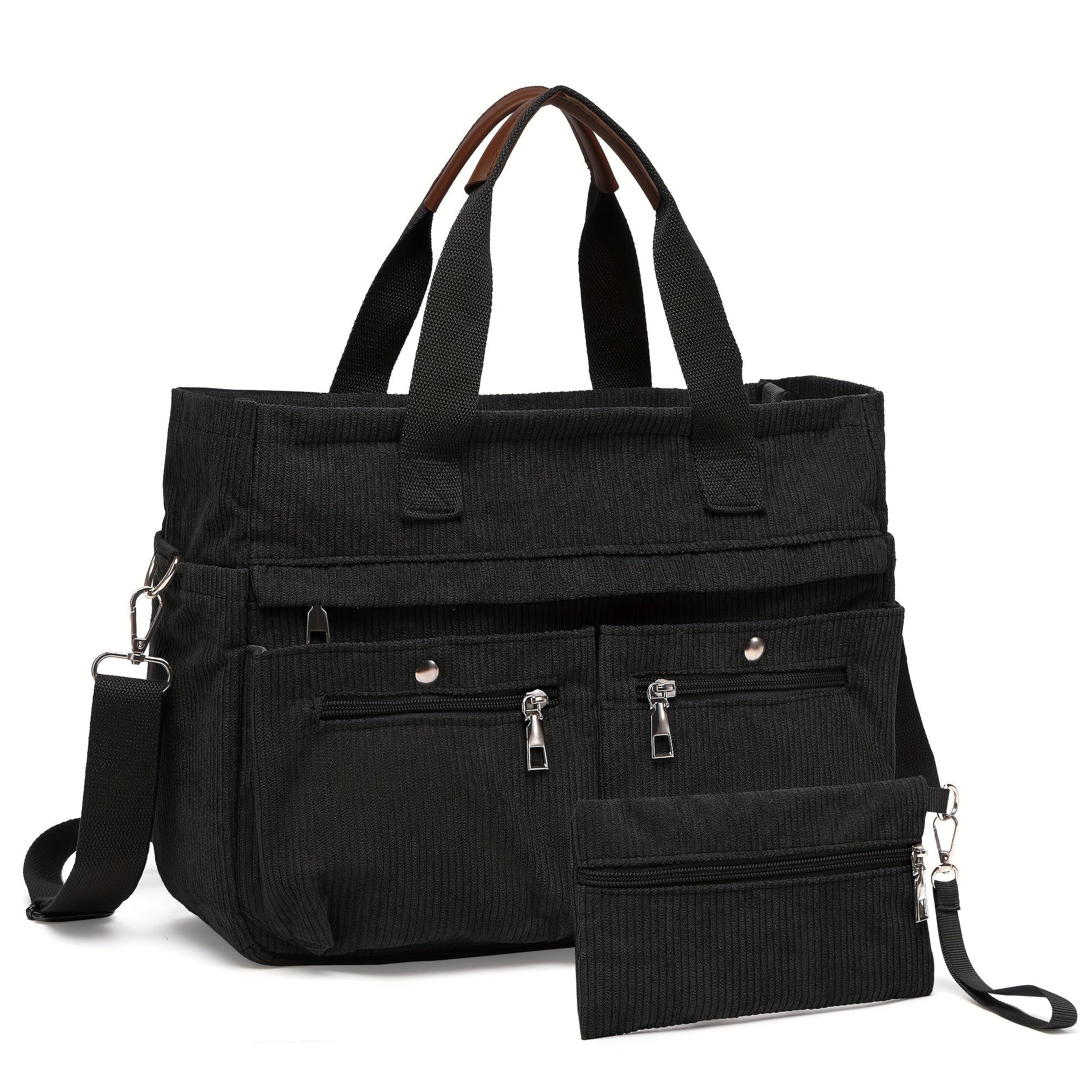 Laptop Bag – 2-Piece, Corduroy, Large Capacity, Adjustable Strap – detail view 18