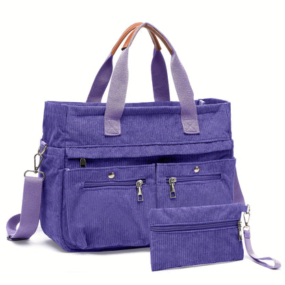 Laptop Bag – 2-Piece, Corduroy, Large Capacity, Adjustable Strap – detail view 19