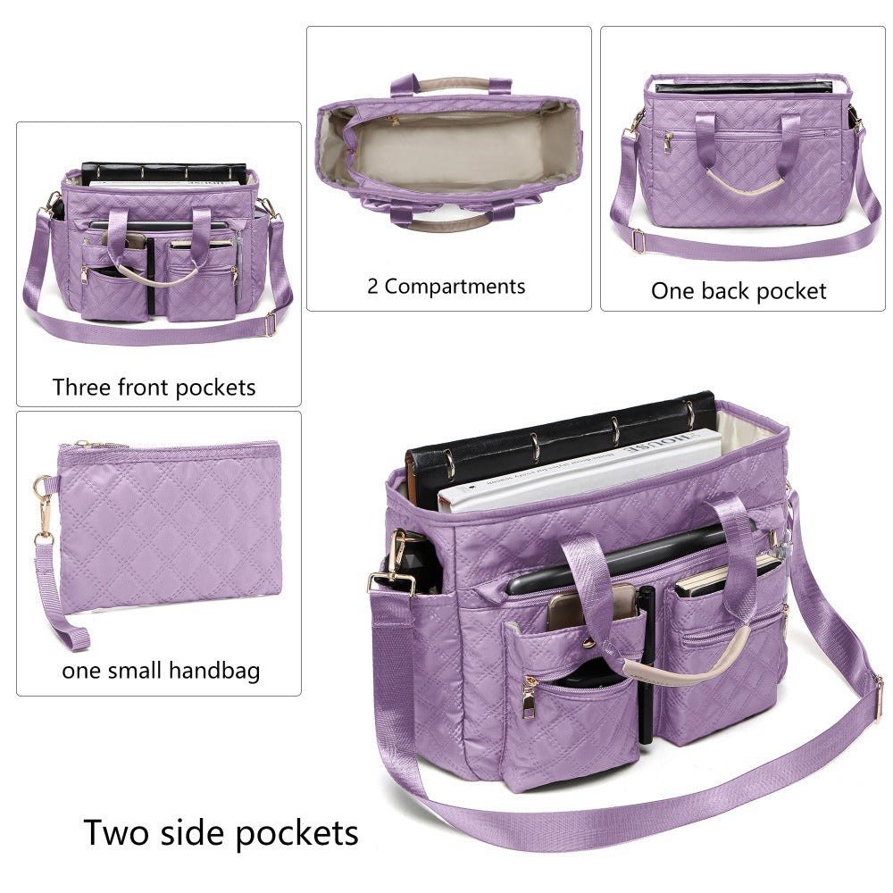 Laptop Bag – 2 Piece, Nylon, Quilted, Lightweight – alternate view