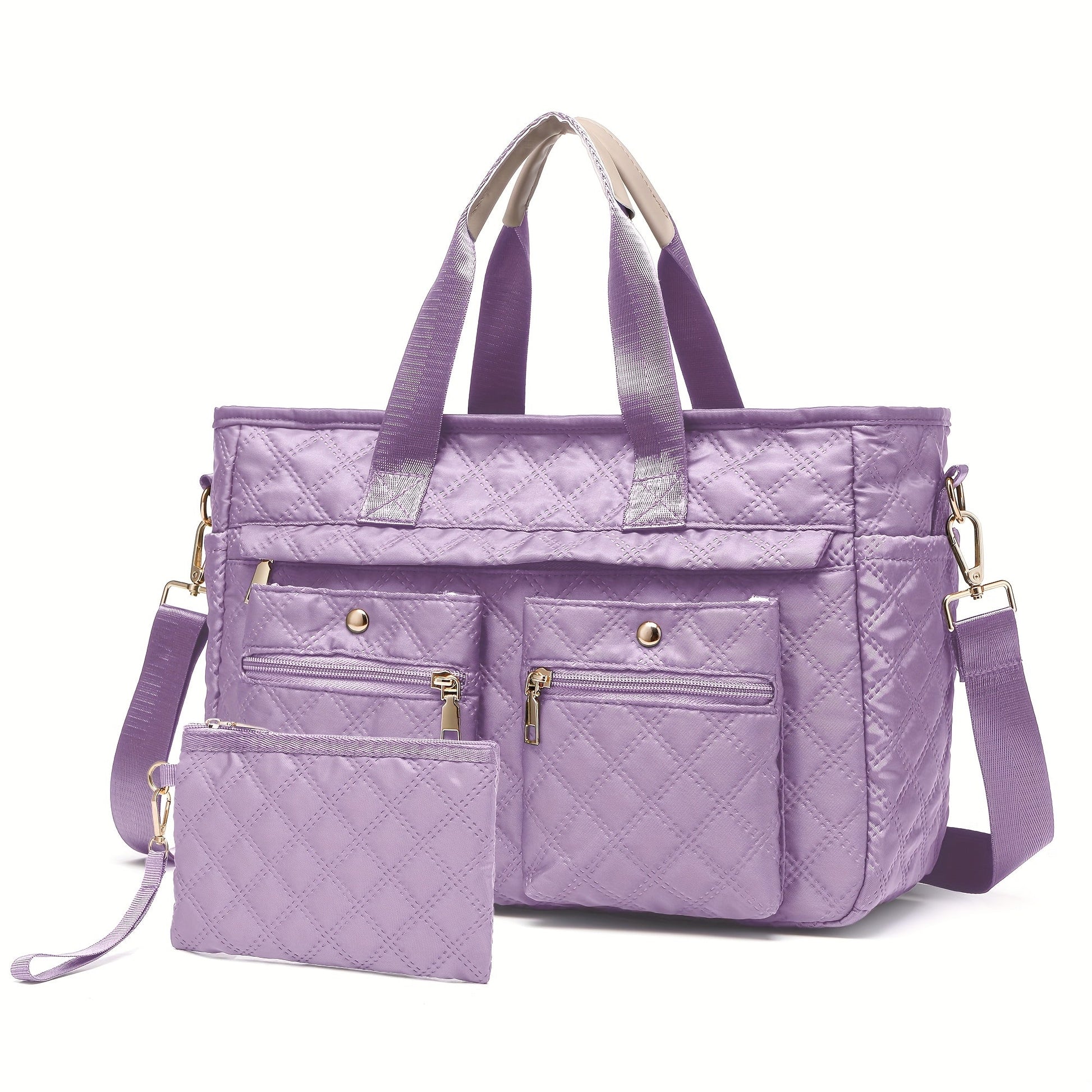 Laptop Bag – 2-Piece, Nylon, Quilted, for Travel & Work – front view - product view 17