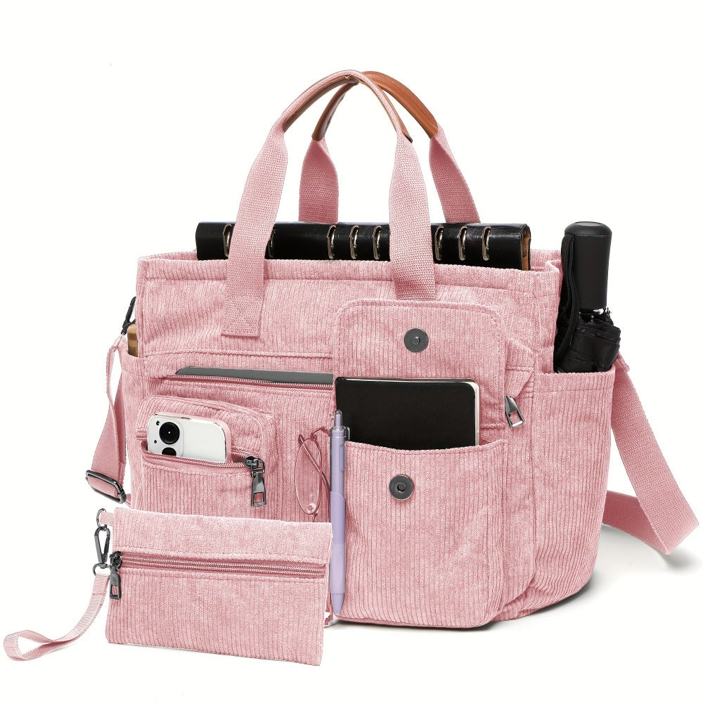 Laptop Bag – Corduroy, Polyester, Adjustable Strap, for Travel & Work – detail view 10