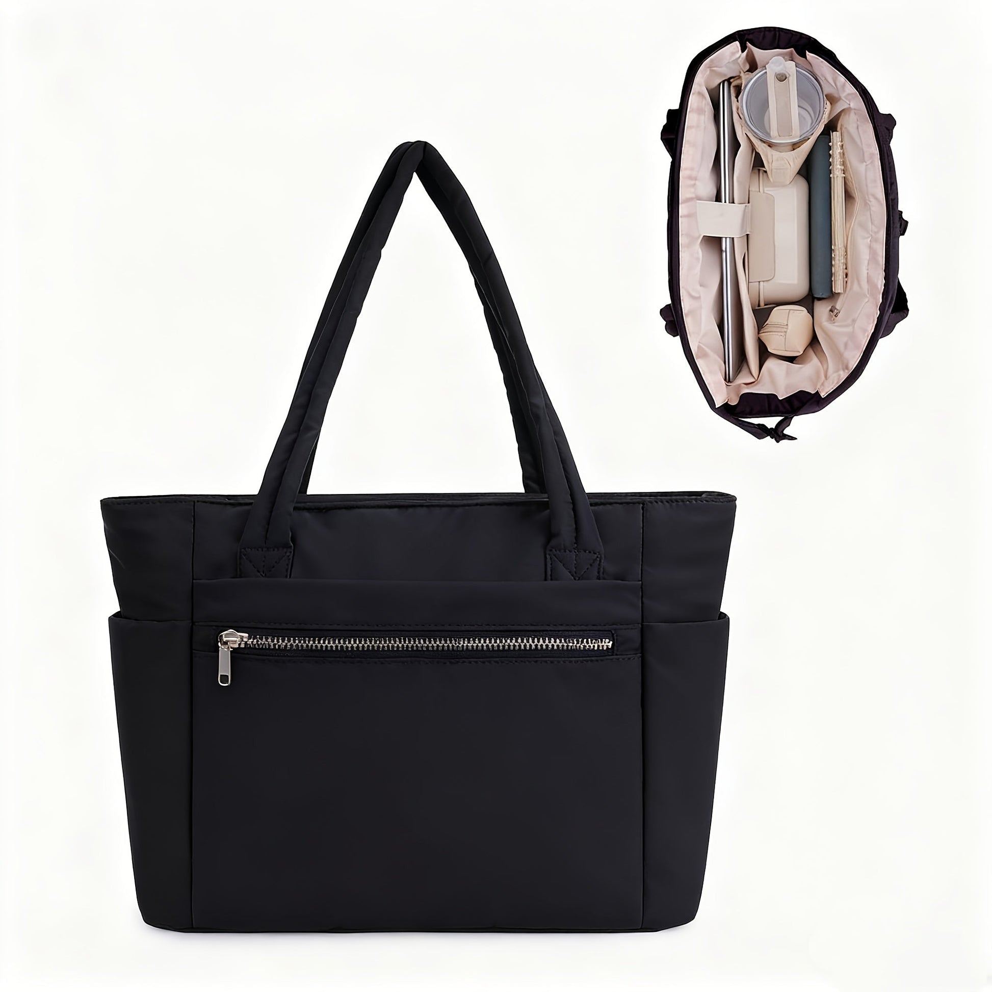 Laptop Bag – 10 Colors, Quilted, Trolley Sleeve, for Travel & Work – front view - product view 22