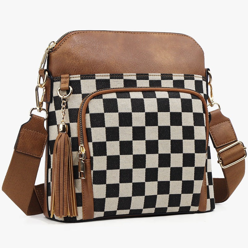 Laptop Bag – for Travel & Everyday Use, Checkerboard Zipper Messenger Color Block – detail view 12