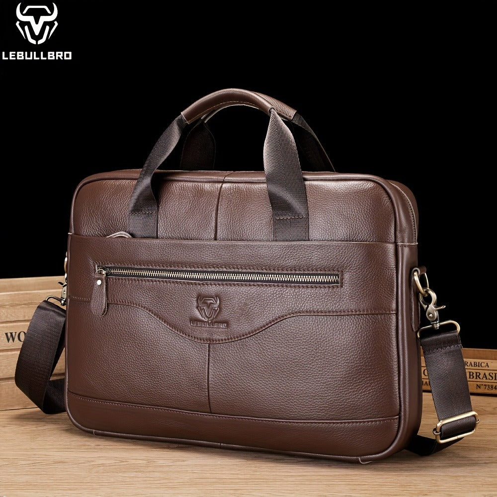 Laptop Bag – for Travel & Work, Genuine Cowhide Leather Executive Briefcase – detail view 3