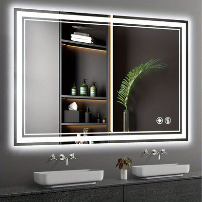 LED Bathroom Mirror shown in the 32 x 40 Smart mirror option