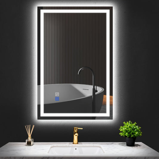 LED Bathroom Mirror, 24x36 Inch with Front & Backlight Anti-Fog Dimmable, 3 Color shown in the main product view