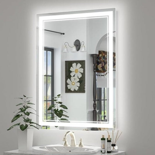 LED Bathroom Mirror, Anti-Fog Dimmable with Smart Touch Button, 3 Color Temperatures Wall shown in the main product view