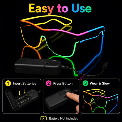 LED Light-Up Glasses, Adjustable EL Wire Eyewear for Festivals and Parties detail image - detail view 10
