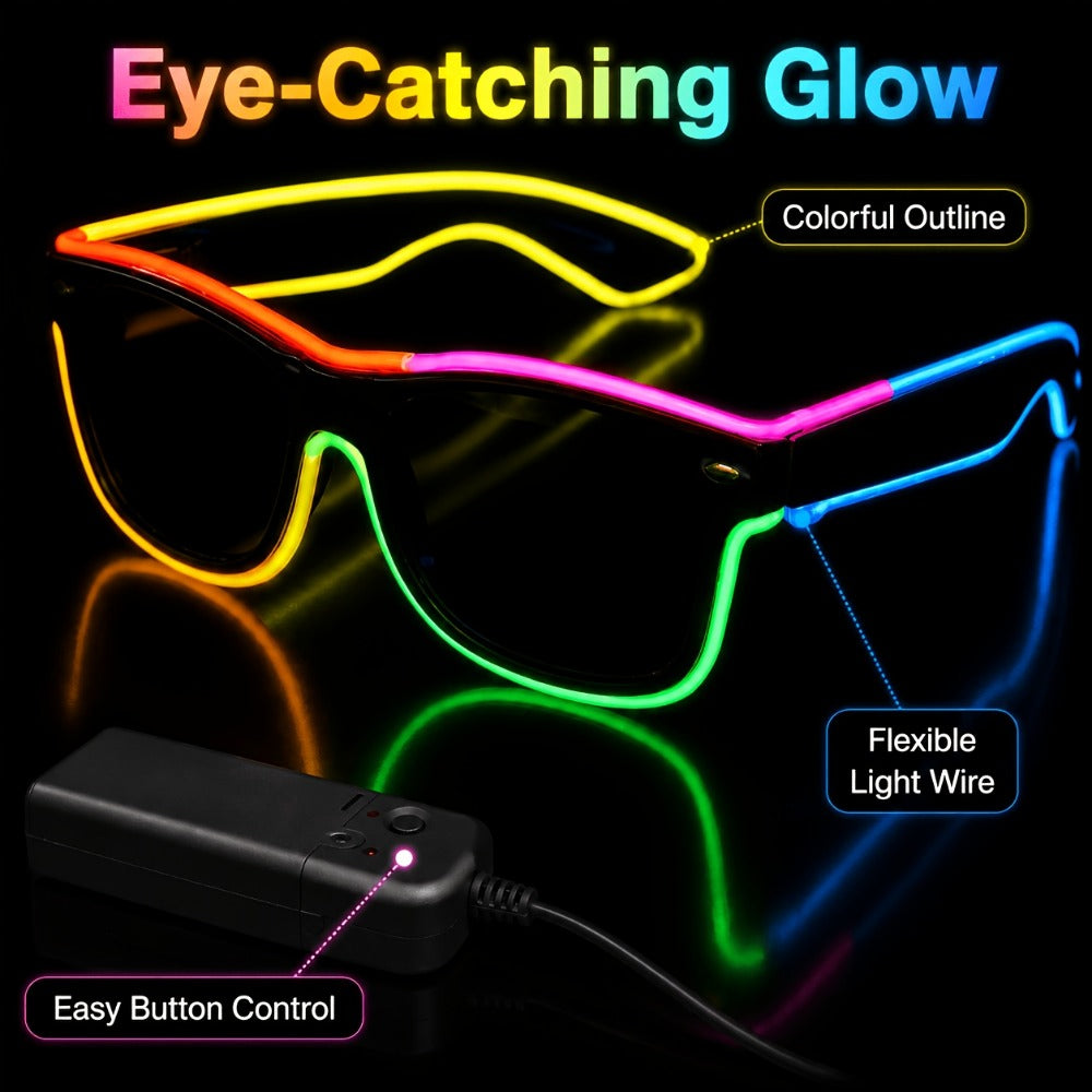 LED Light-Up Glasses, Adjustable EL Wire Eyewear for Festivals and Parties detail image - detail view 14