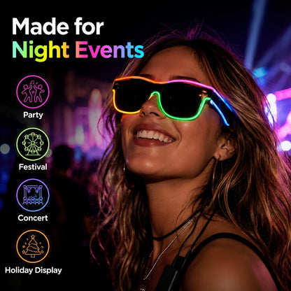 LED Light-Up Glasses, Adjustable EL Wire Eyewear for Festivals and Parties detail image - detail view 15