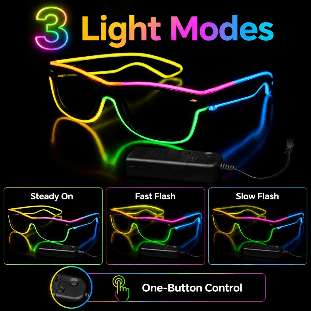 LED Light-Up Glasses, Adjustable EL Wire Eyewear for Festivals and Parties detail image - detail view 8