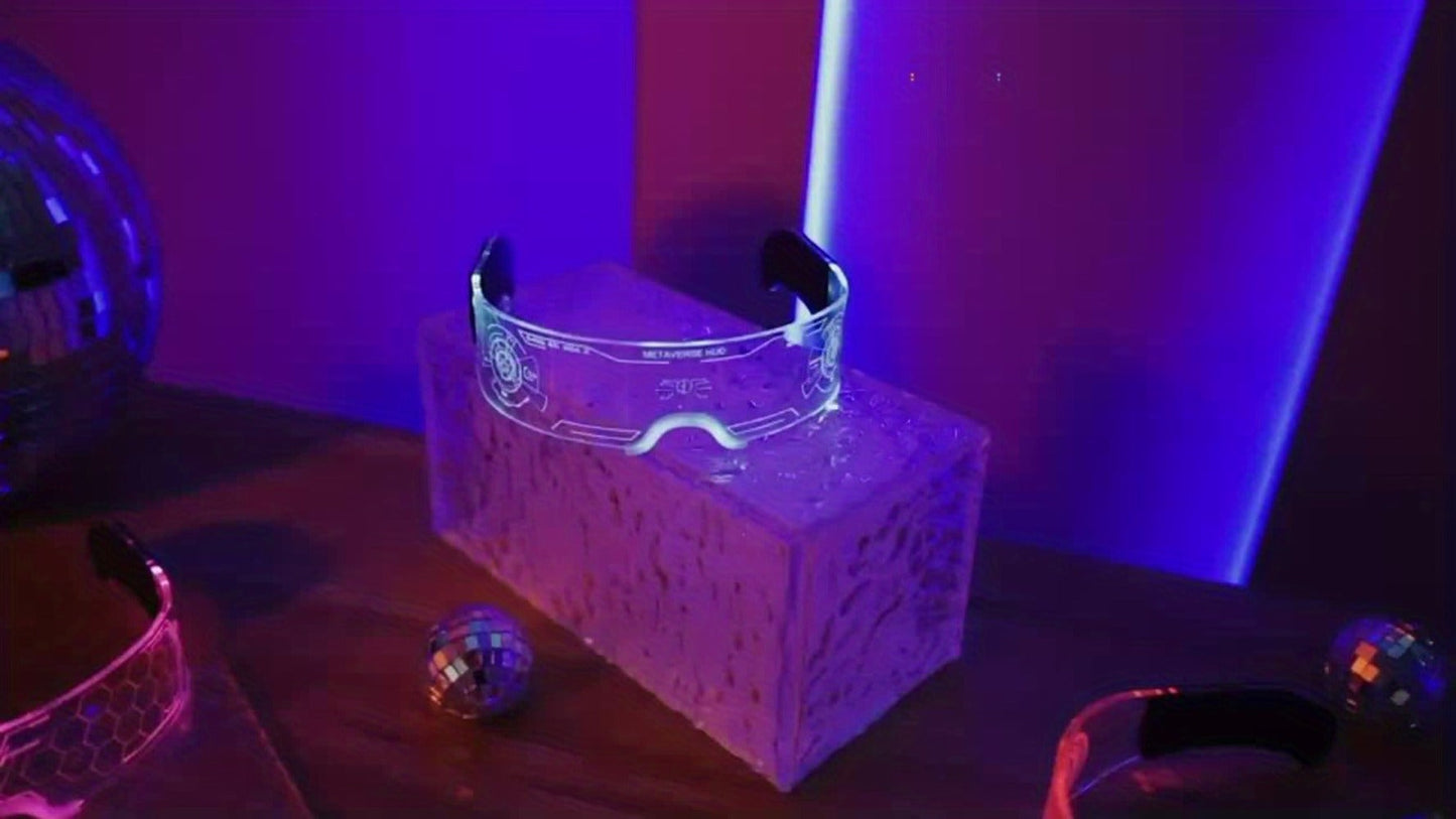 LED Party Glasses - Light Up 2 Pack Adults 7 Colors 4 Modes - Futuristic Honeycomb Visor Rave - product detail view 6