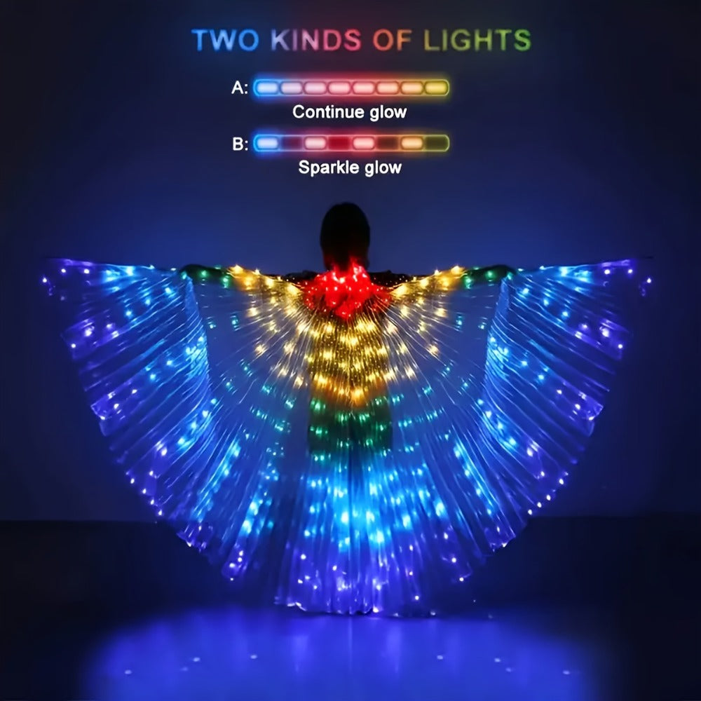 Light Up Costume Accessories - LED Up Wings and Cape Set Glowing Butterfly Angel Wings with Colorful LED - product detail