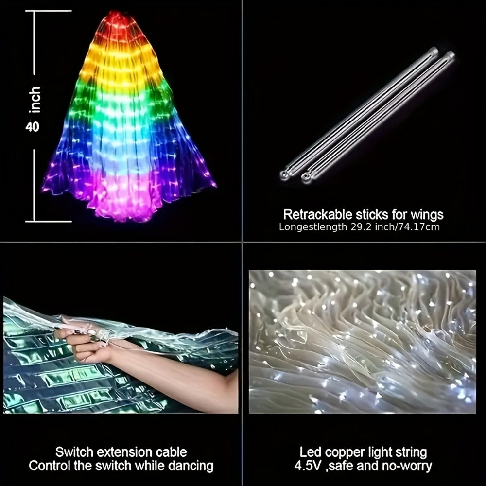 Light Up Costume Accessories - LED Up Wings and Cape Set Glowing Butterfly Angel Wings with Colorful LED - product detail