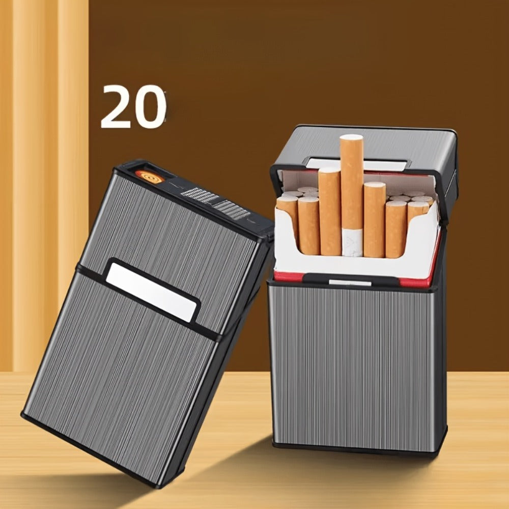 Lighters & Smoking Accessories - Cigarette Case with Built-In Rechargeable Lighter for Men Windproof - product detail view 3